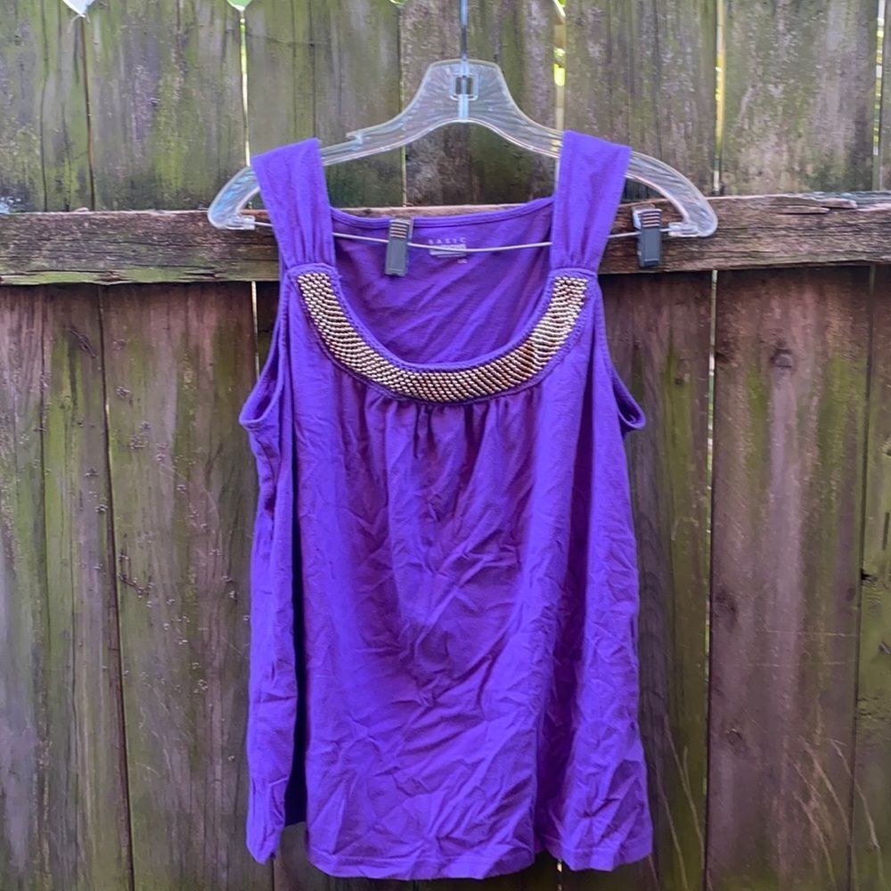 Basic Editions beaded top sz. L